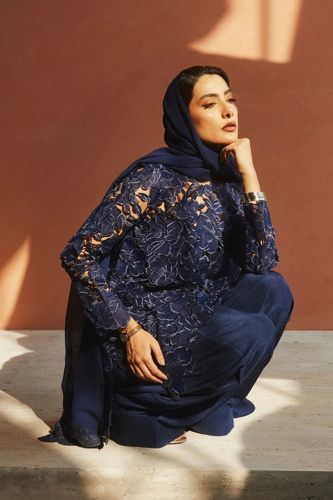 Zara Shahjahan Festive Collection Blue Georgette – view 3 – Poshaq