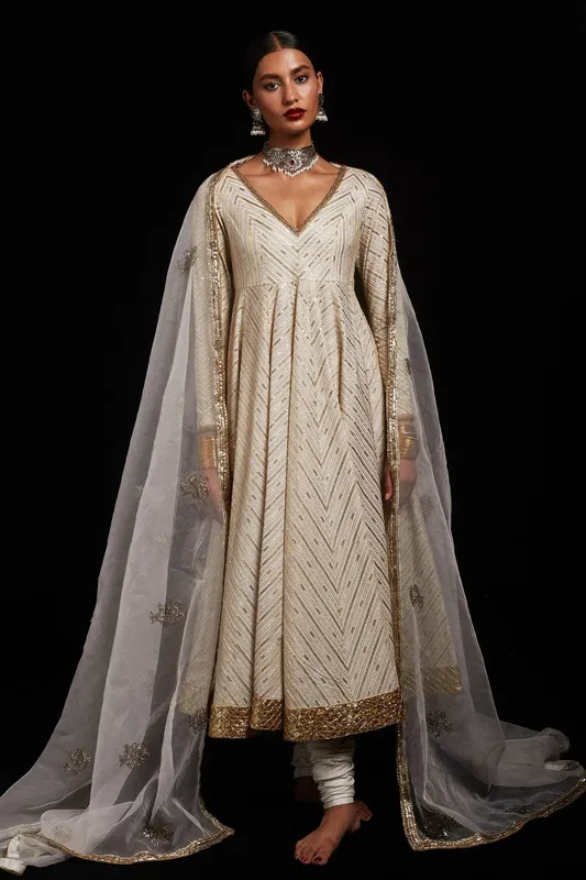 Zara Shahjahan Chandni Raat Formals 2024 Ivory Organza – view 1 – Poshaq