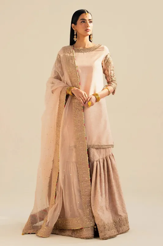 Zara Shahjahan Wedding Formals 2024 Pink Raw Silk – view 1 – Poshaq