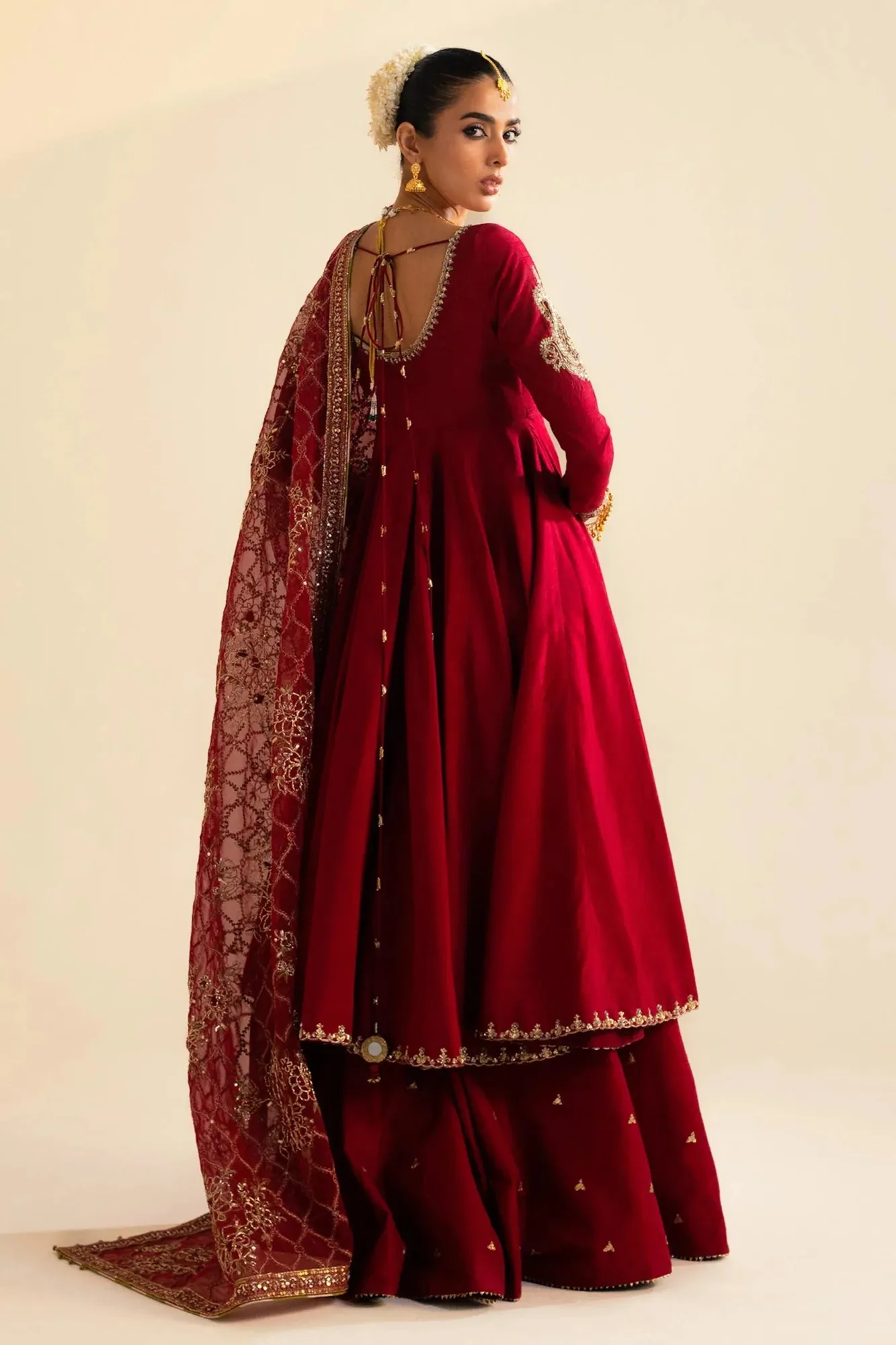 Zara Shahjahan Wedding Formals 2024 Red Raw Silk – view 2 – Poshaq