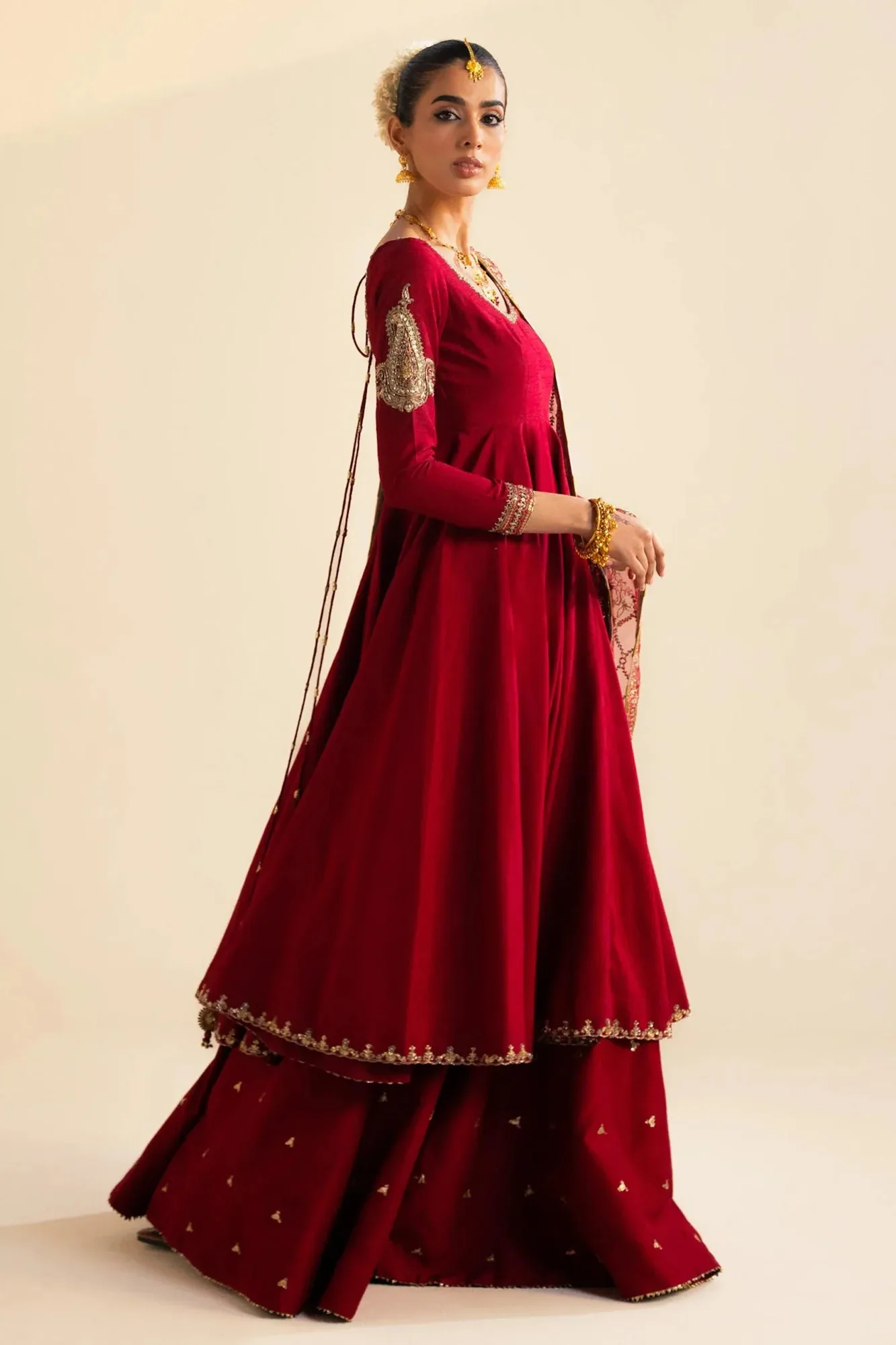 Zara Shahjahan Wedding Formals 2024 Red Raw Silk – view 4 – Poshaq