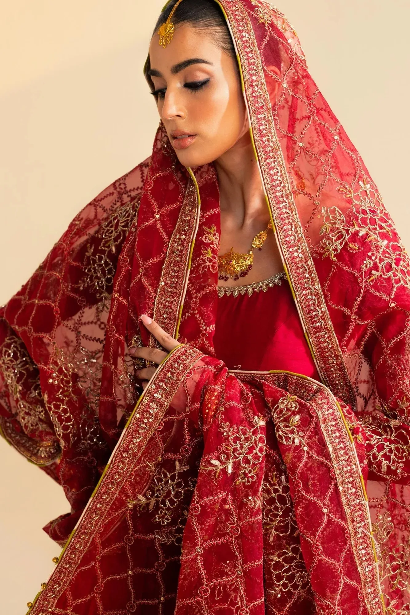 Zara Shahjahan Wedding Formals 2024 Red Raw Silk – view 5 – Poshaq