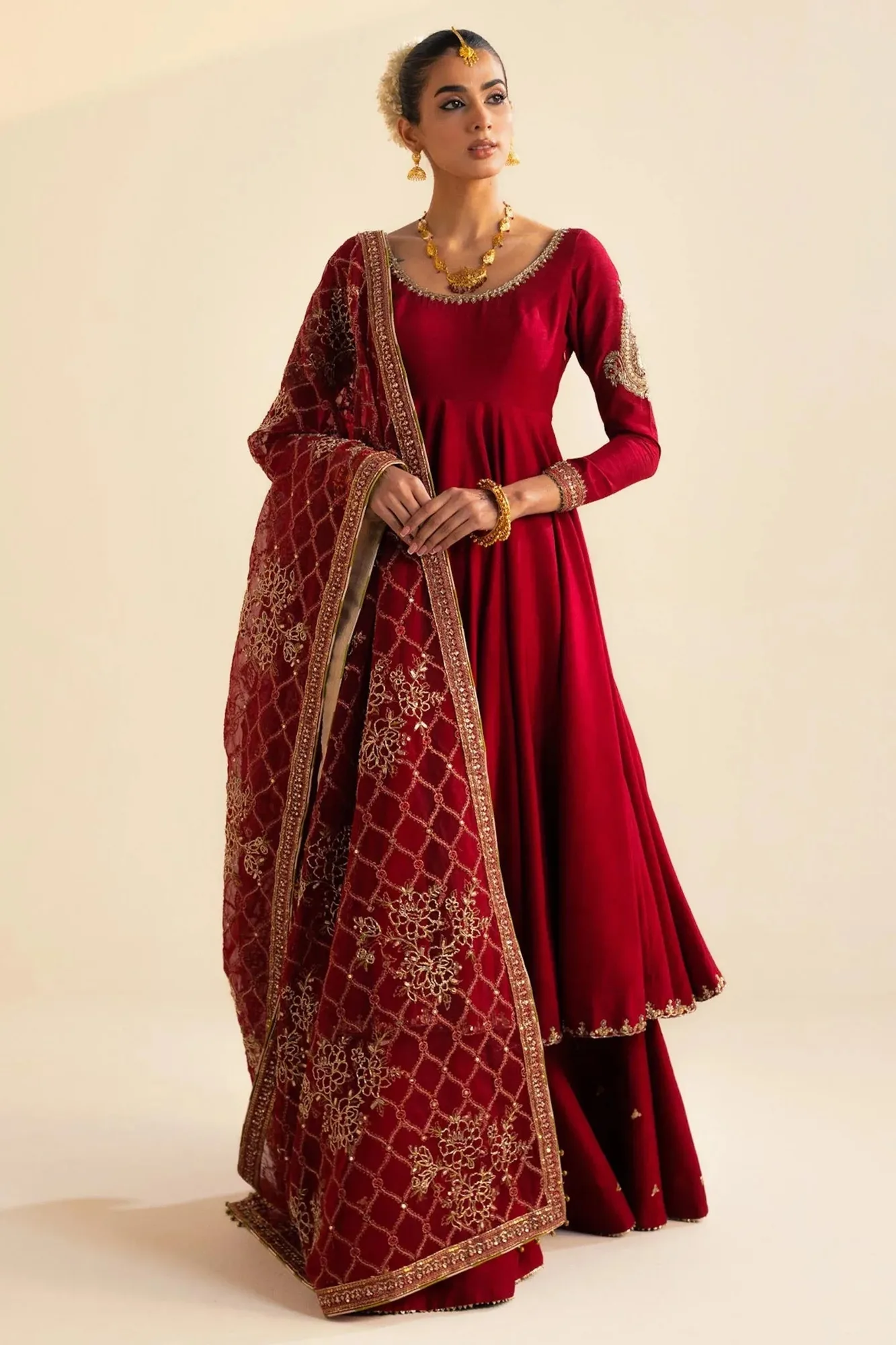 Zara Shahjahan Wedding Formals 2024 Red Raw Silk – view 7 – Poshaq