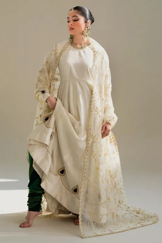 Zara Shahjahan Wedding Formals 2024 Green Raw Silk – view 1 – Poshaq