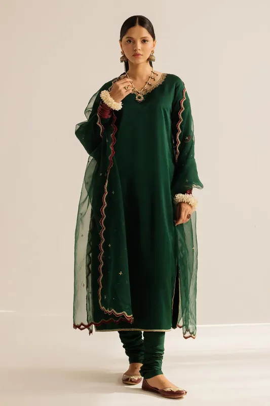 Zara Shahjahan Wedding Formals 2024 Green Organza – view 1 – Poshaq
