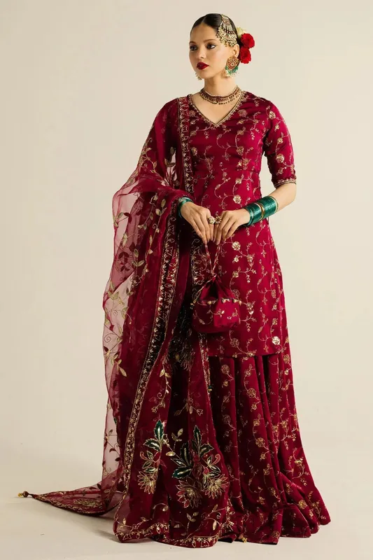 Zara Shahjahan Wedding Formals 2024 Magenta Organza – view 1 – Poshaq