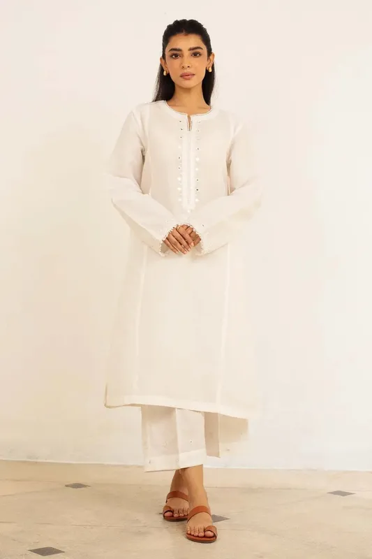 Zara Shahjahan Basics 2024 White Cambric – view 1 – Poshaq