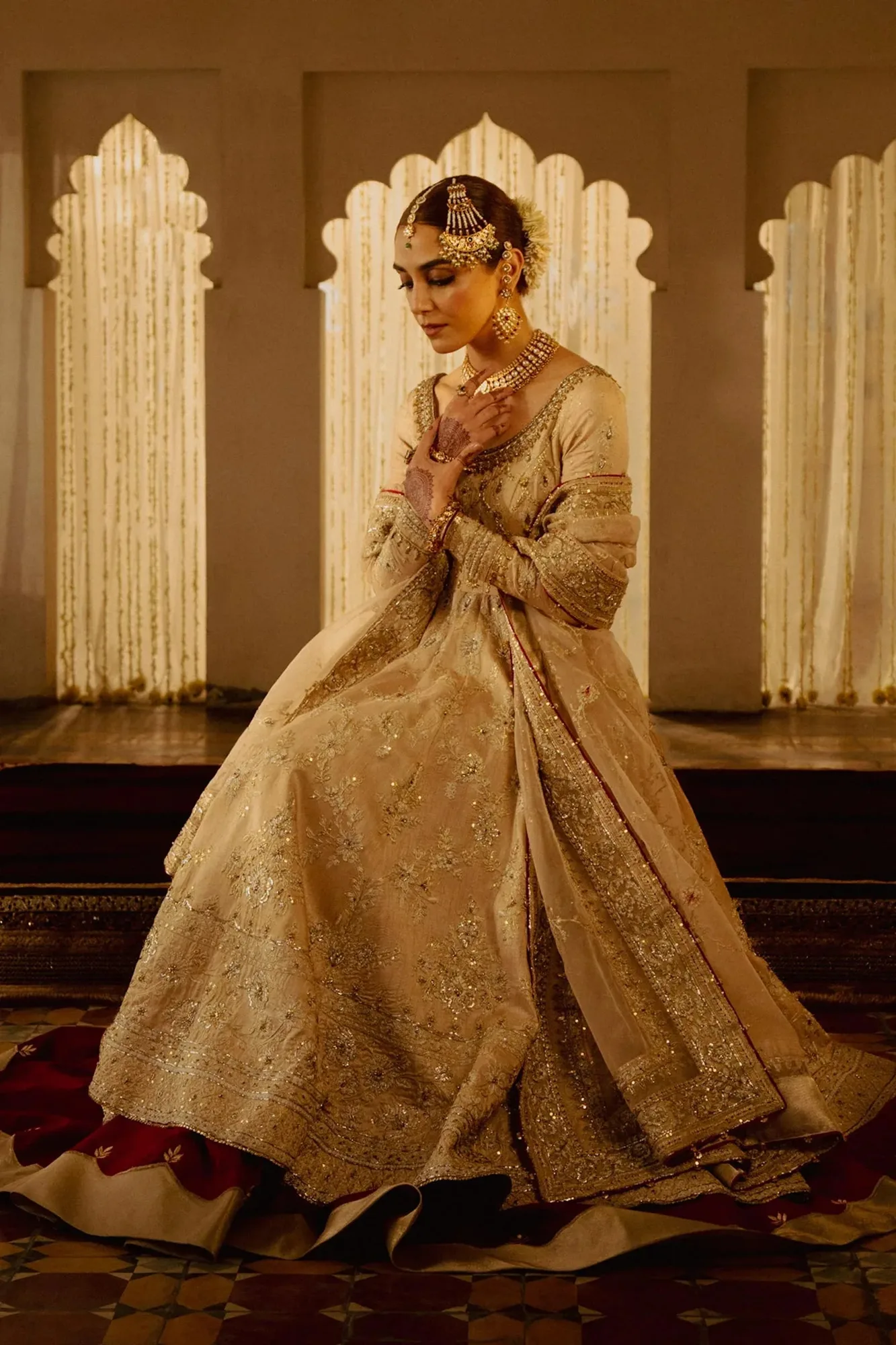 Zara Shahjahan Bridal 2024 Beige Raw Silk – view 2 – Poshaq