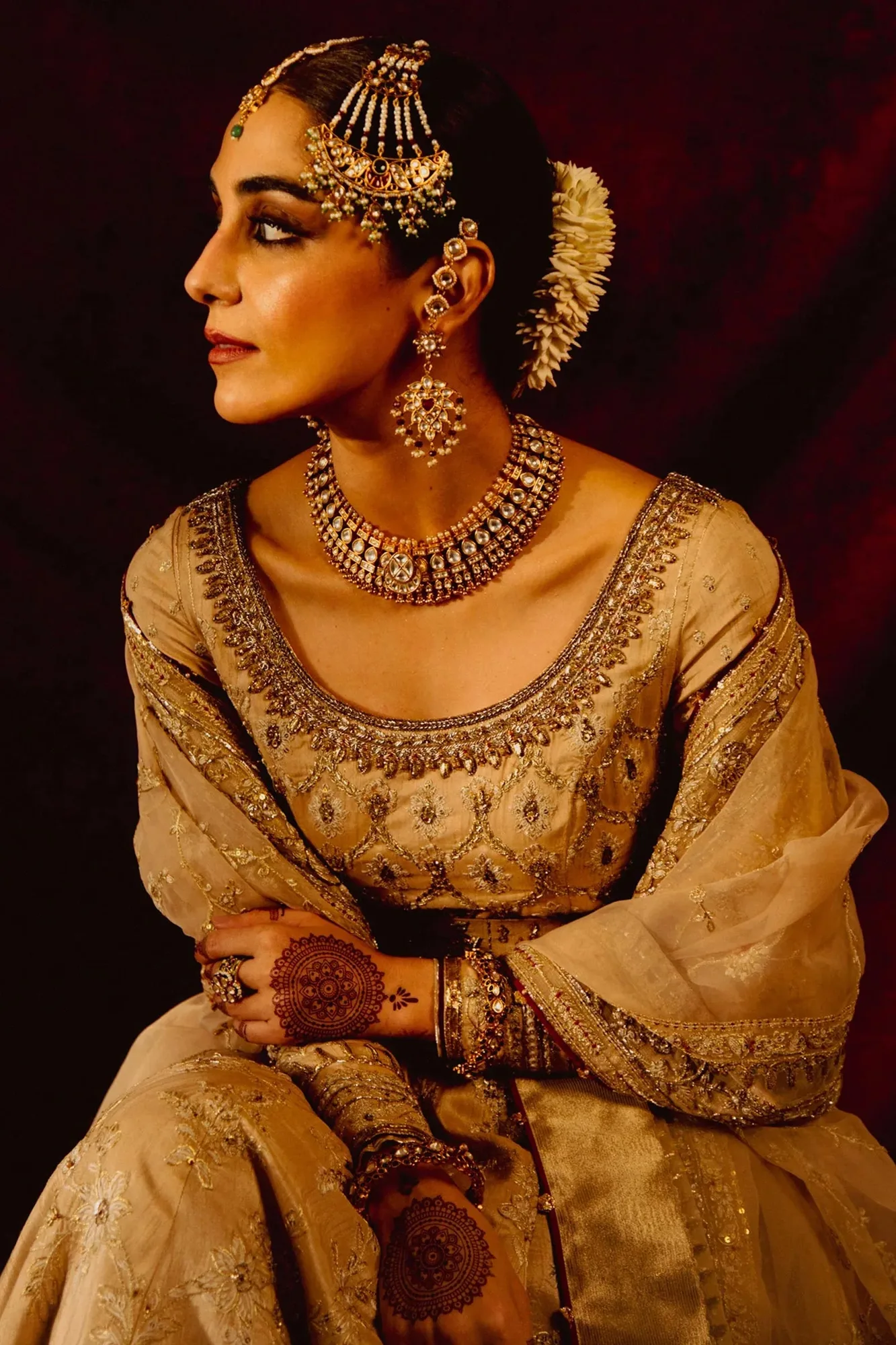 Zara Shahjahan Bridal 2024 Beige Raw Silk – view 3 – Poshaq