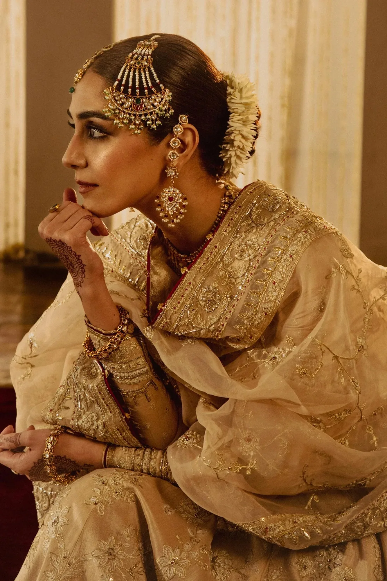 Zara Shahjahan Bridal 2024 Beige Raw Silk – view 4 – Poshaq