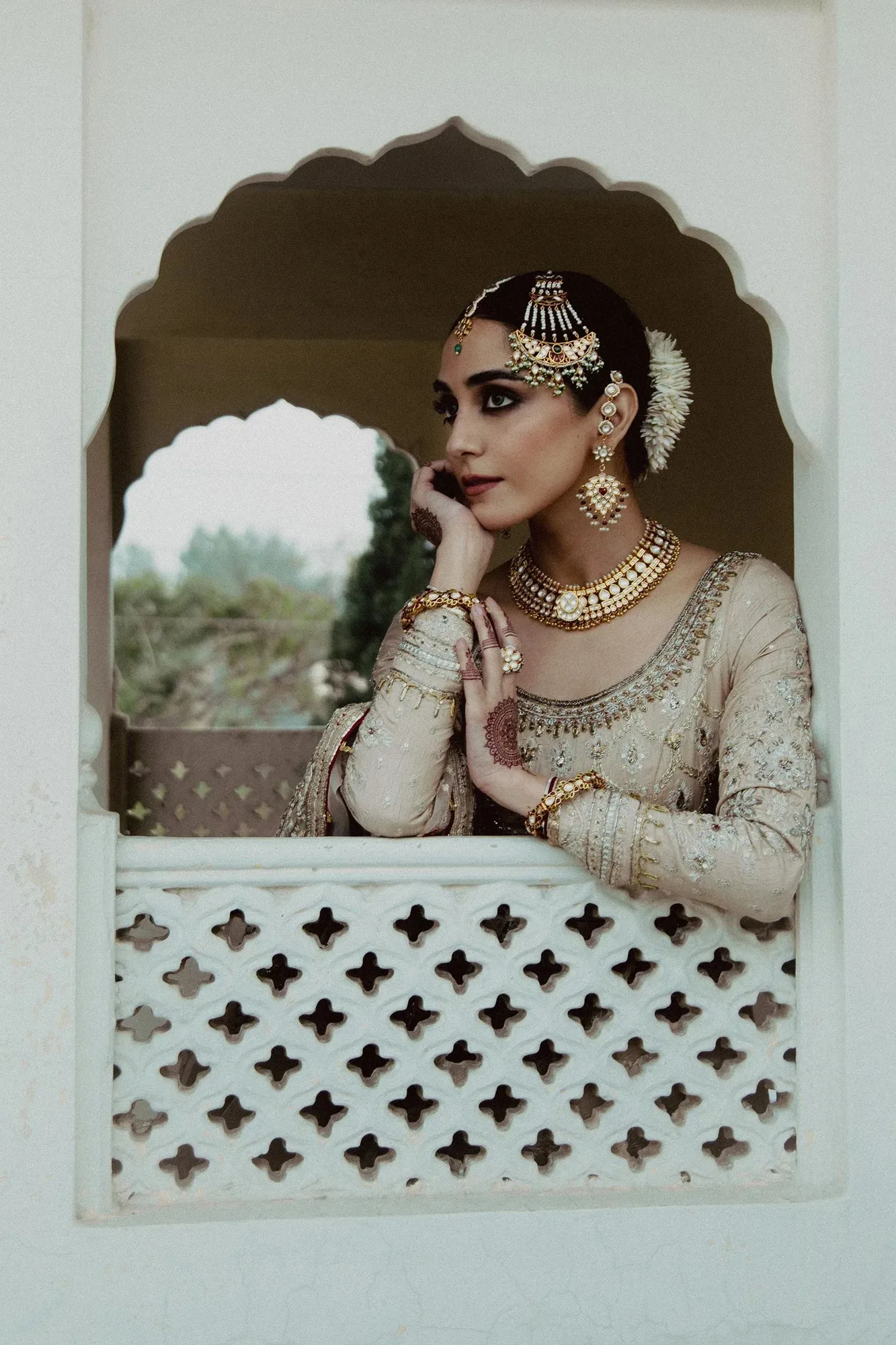 Zara Shahjahan Bridal 2024 Beige Raw Silk – view 5 – Poshaq