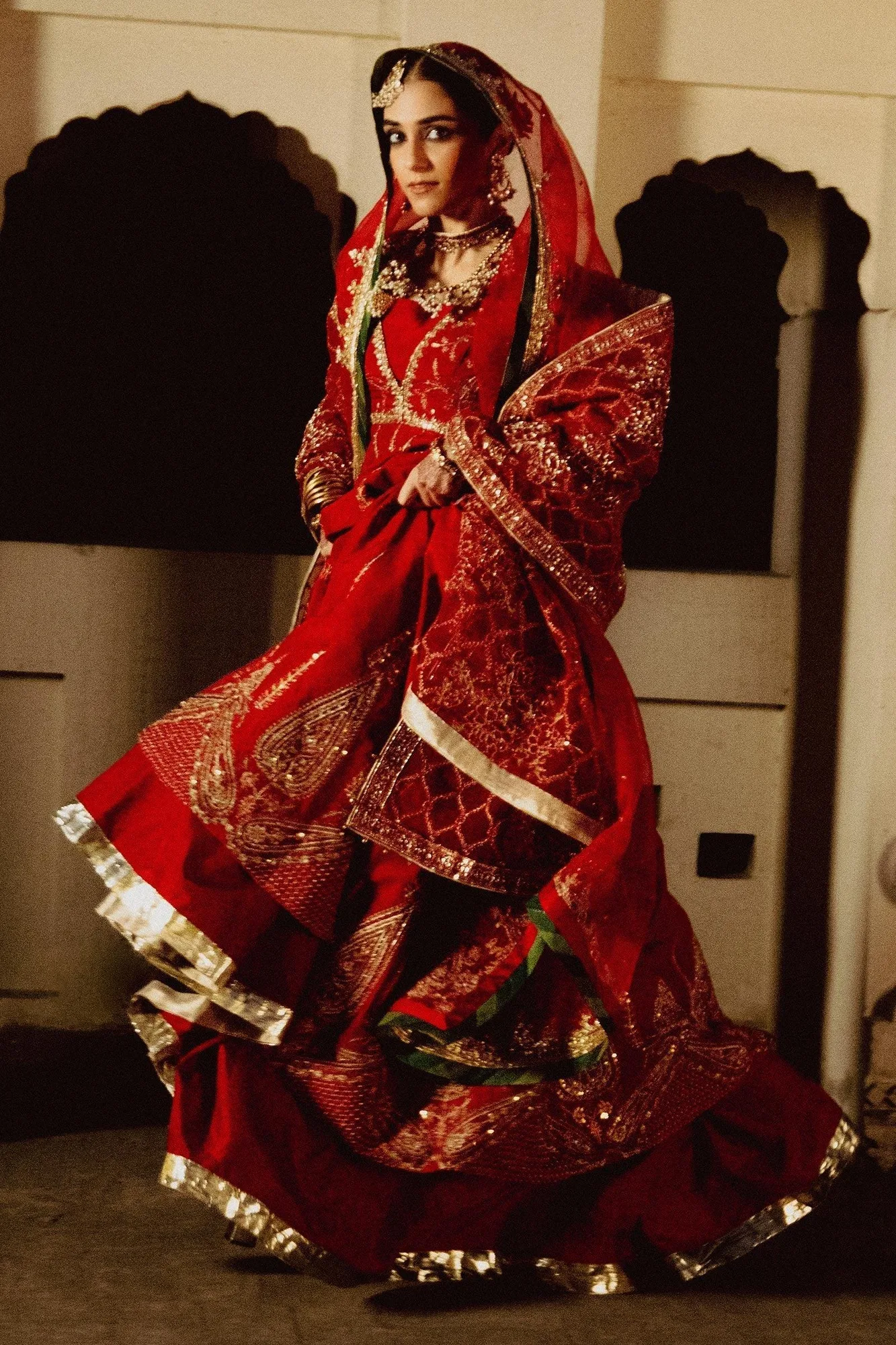 Zara Shahjahan Bridal 2024 Red Raw Silk – view 4 – Poshaq