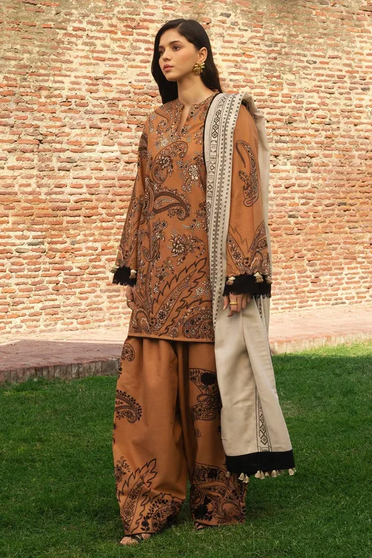Zara Shahjahan Winter 24 Black Khaddar – view 1 – Poshaq