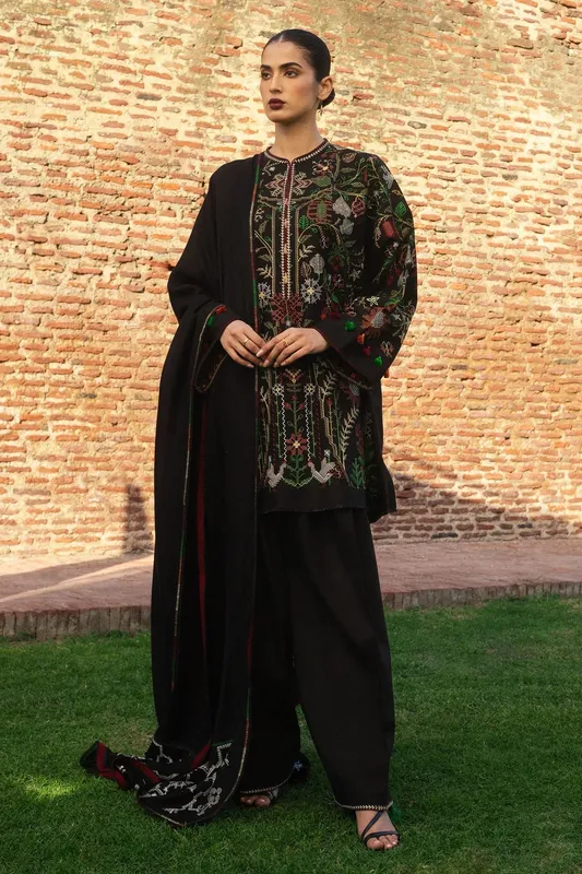 Zara Shahjahan Winter 24 Black Khaddar – view 1 – Poshaq