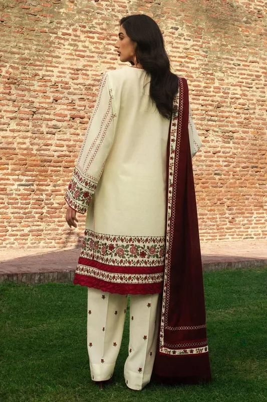 Zara Shahjahan Winter 24 Ivory Khaddar – view 1 – Poshaq