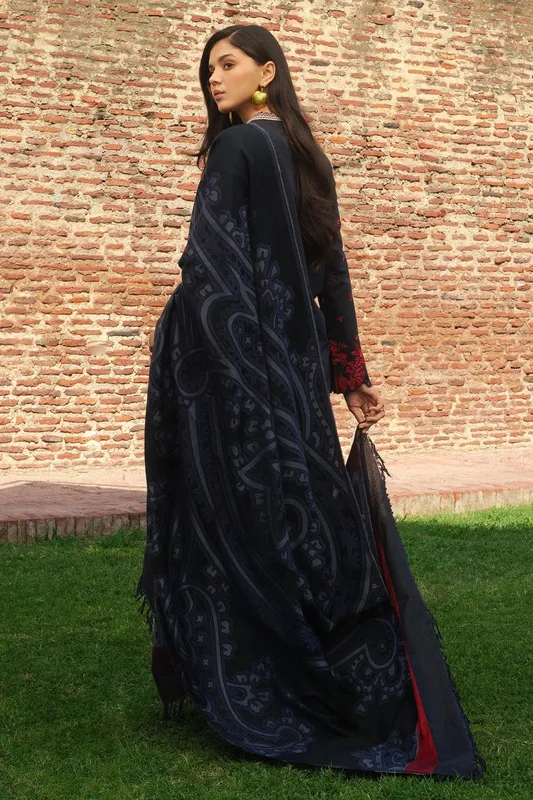 Zara Shahjahan Winter 24 Blue Jacquard – view 1 – Poshaq