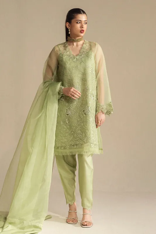 Zara Shahjahan Fall Festive 24 Silver Raw Silk – view 1 – Poshaq