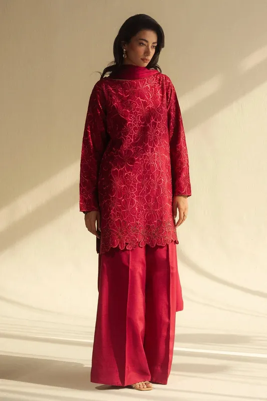 Zara Shahjahan Fall Festive 24 Pink Georgette – view 1 – Poshaq