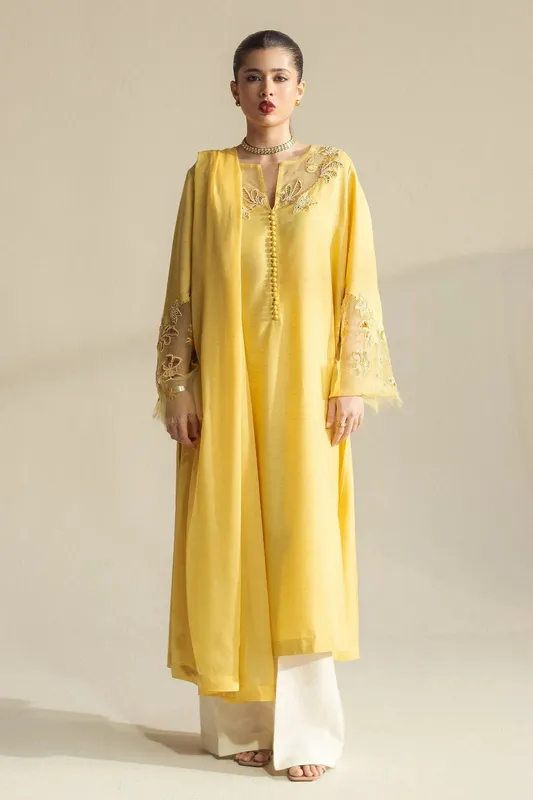 Zara Shahjahan Fall Festive 24 Yellow Georgette – view 1 – Poshaq