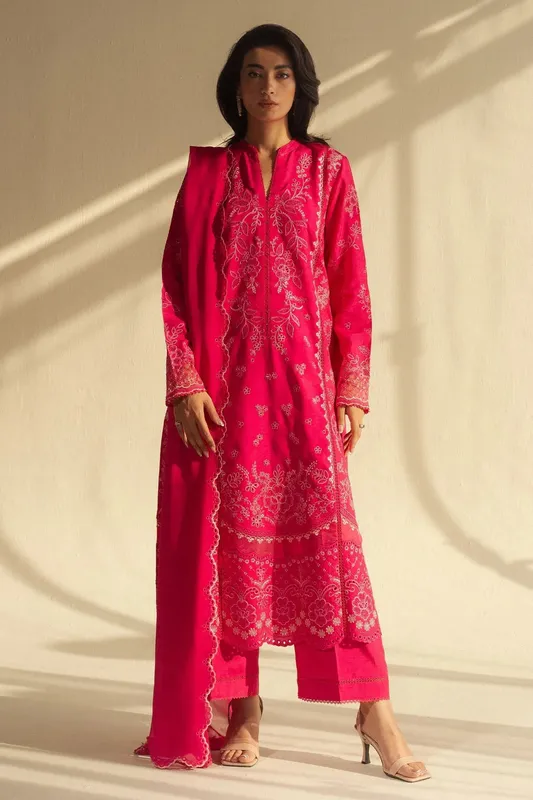 Zara Shahjahan Fall Festive 24 Pink Georgette – view 1 – Poshaq