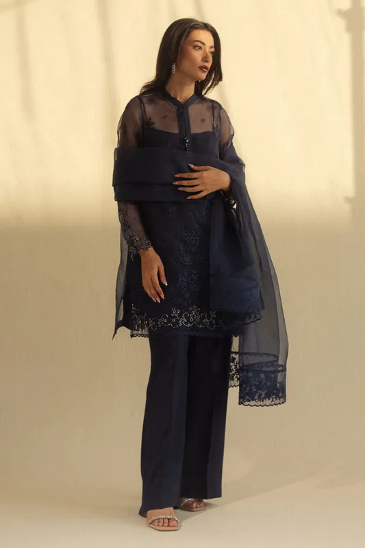Zara Shahjahan Fall Festive 24 Blue Raw Silk – view 1 – Poshaq