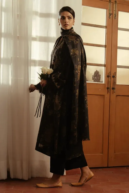 Zara Shahjahan Pret Wear Black Cotton – view 1 – Poshaq