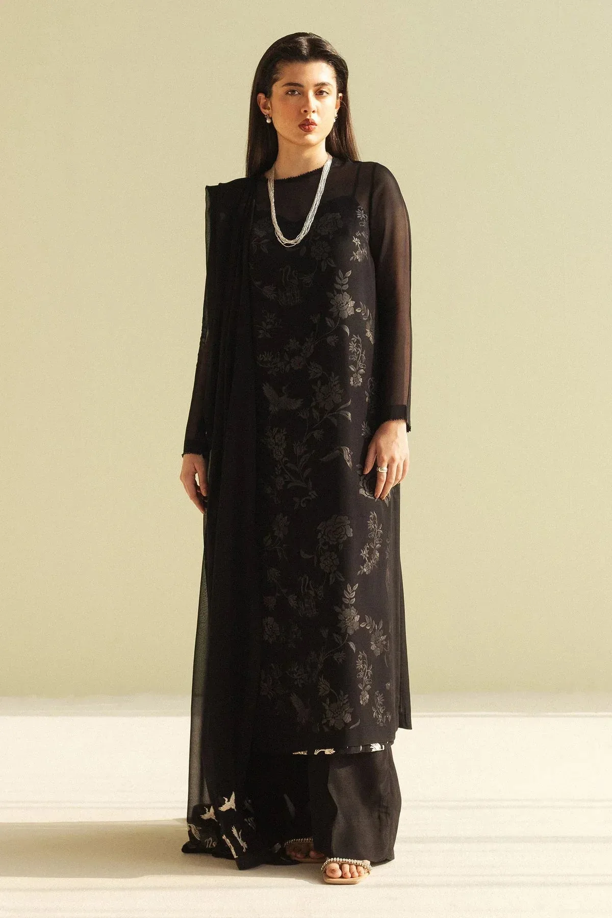 Zara Shahjahan Festive Wear 25 Black Georgette – view 1 – Poshaq