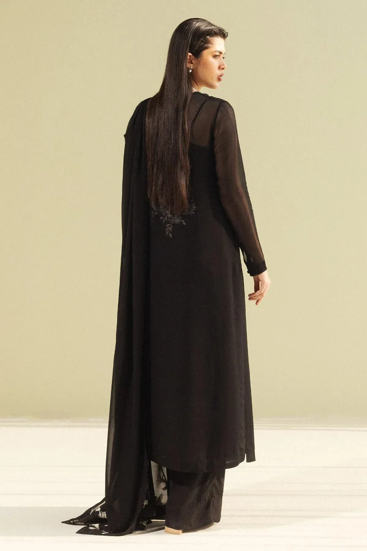 Zara Shahjahan Festive Wear 25 Black Georgette – view 2 – Poshaq