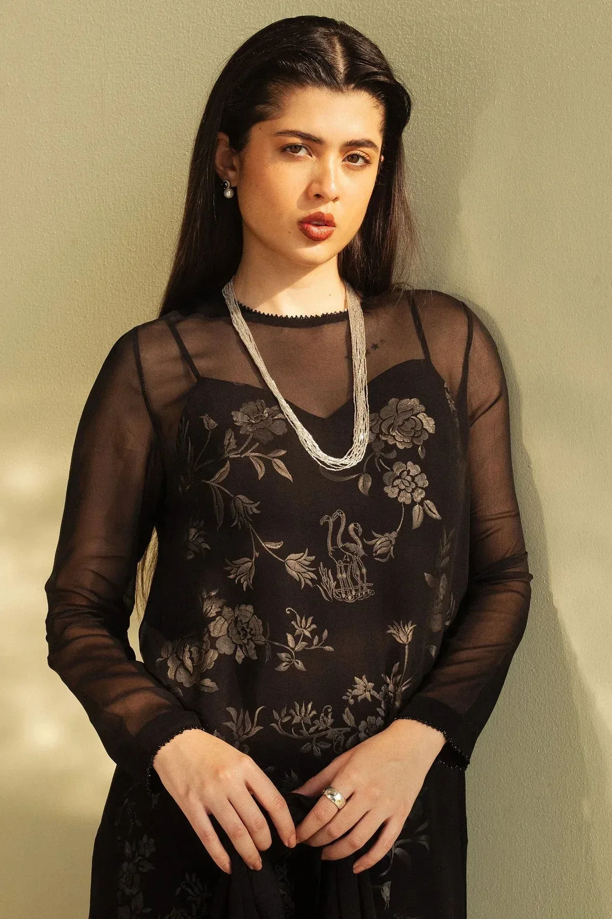 Zara Shahjahan Festive Wear 25 Black Georgette – view 3 – Poshaq