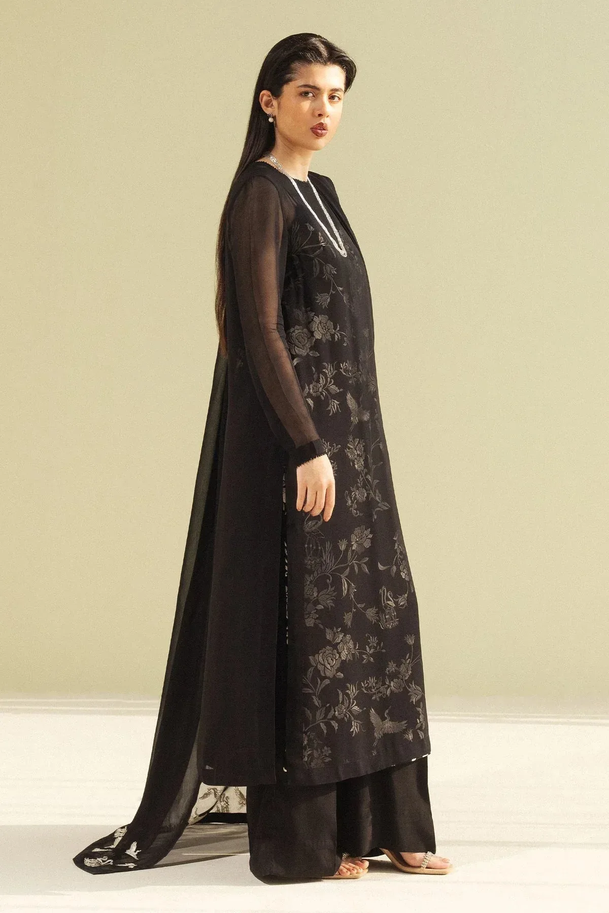 Zara Shahjahan Festive Wear 25 Black Georgette – view 4 – Poshaq