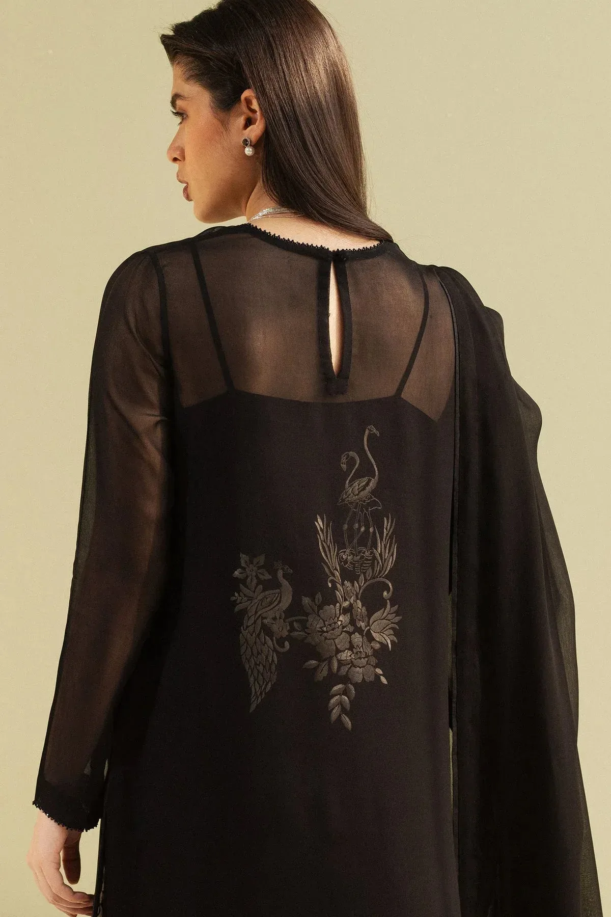 Zara Shahjahan Festive Wear 25 Black Georgette – view 5 – Poshaq