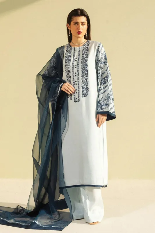 Zara Shahjahan Festive Wear 25 Blue Raw Silk – view 1 – Poshaq