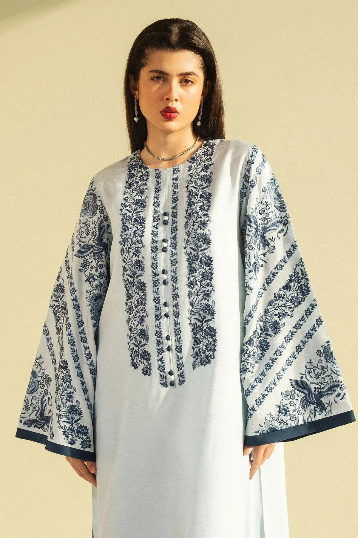 Zara Shahjahan Festive Wear 25 Blue Raw Silk – view 3 – Poshaq