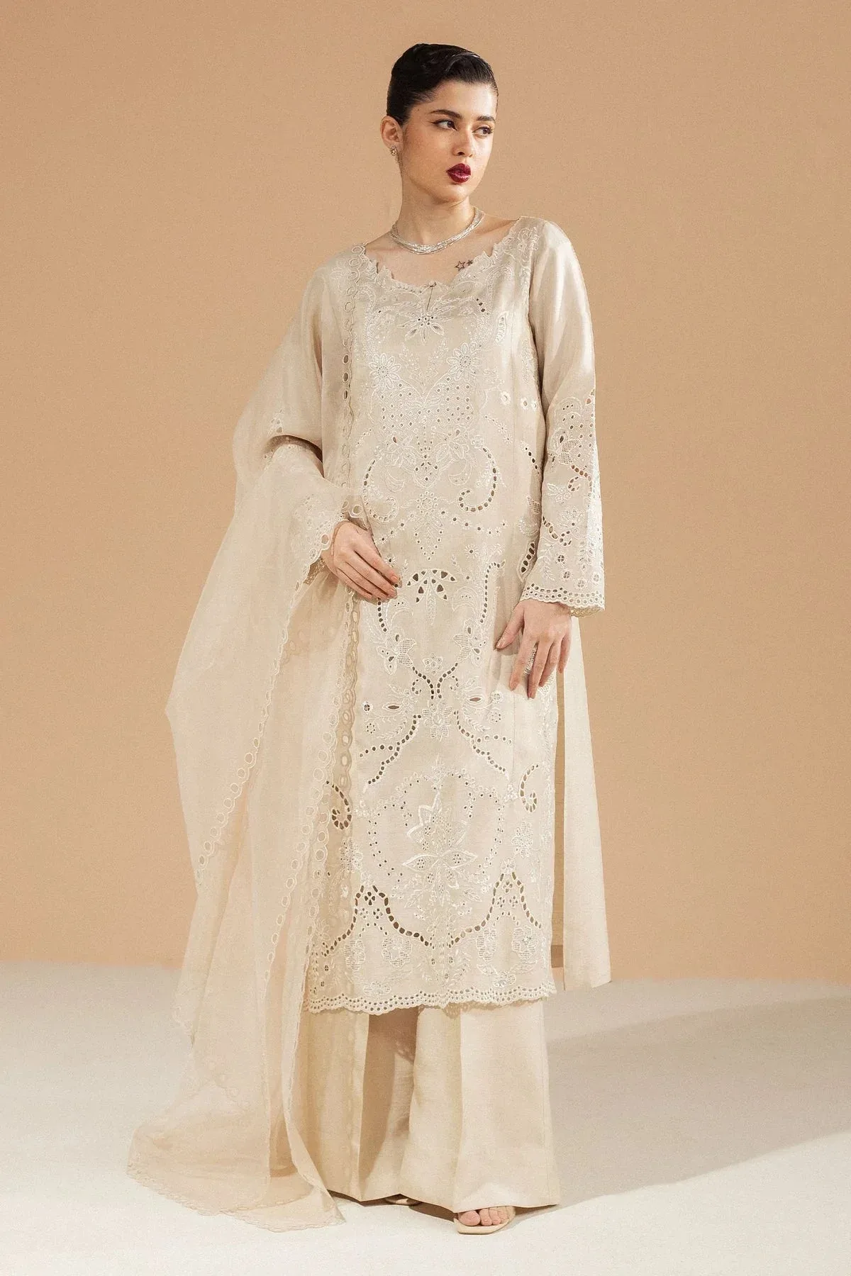 Zara Shahjahan Festive Wear 25 Beige Raw Silk – view 1 – Poshaq