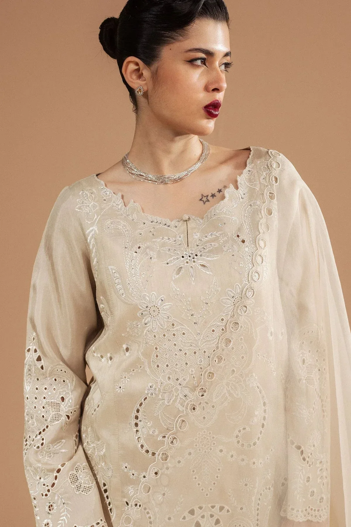 Zara Shahjahan Festive Wear 25 Beige Raw Silk – view 3 – Poshaq