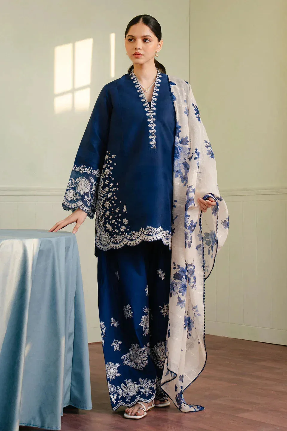 Zara Shahjahan Coco Lawn 25 White Jacquard – view 1 – Poshaq