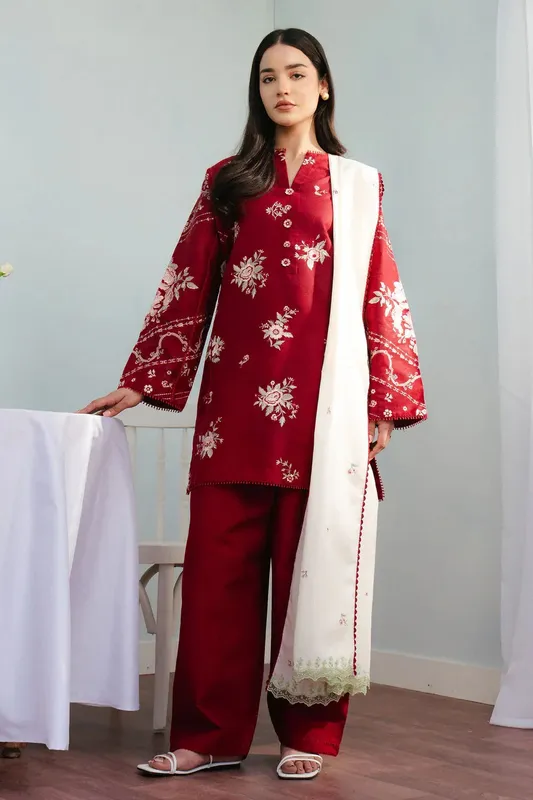 Zara Shahjahan Coco Lawn 25 White Jacquard – view 1 – Poshaq
