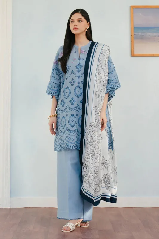 Zara Shahjahan Coco Lawn 25 Blue Cambric – view 1 – Poshaq