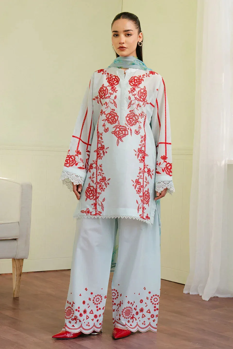 Zara Shahjahan Coco Lawn 25 Blue Chiffon – view 1 – Poshaq