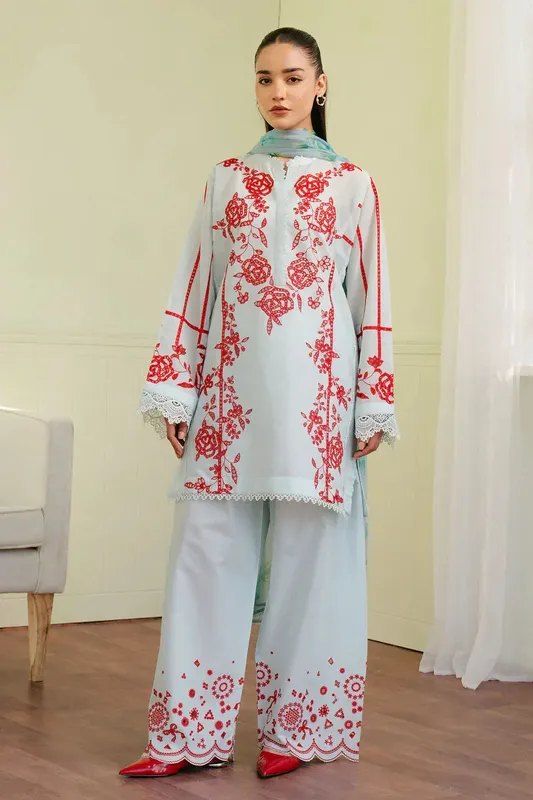 Zara Shahjahan Coco Lawn 25 Blue Chiffon – view 1 – Poshaq