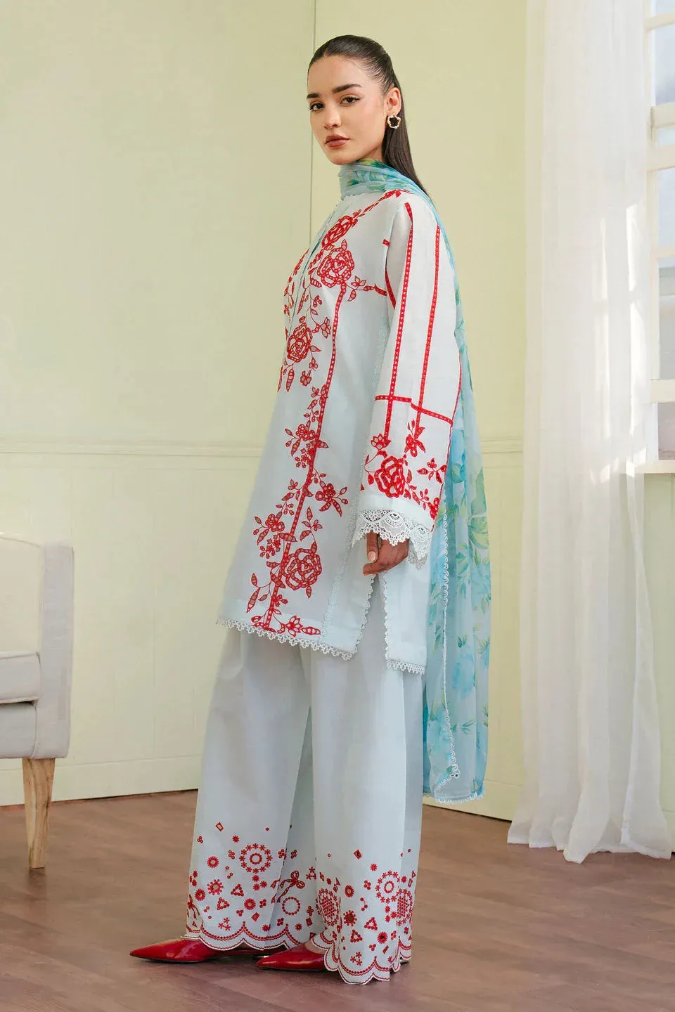 Zara Shahjahan Coco Lawn 25 Blue Chiffon – view 4 – Poshaq