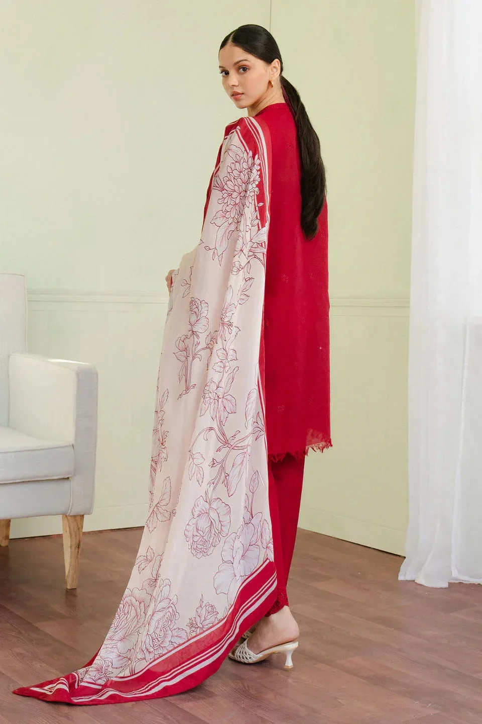 Zara Shahjahan Coco Lawn 25 Ivory Cambric – view 2 – Poshaq