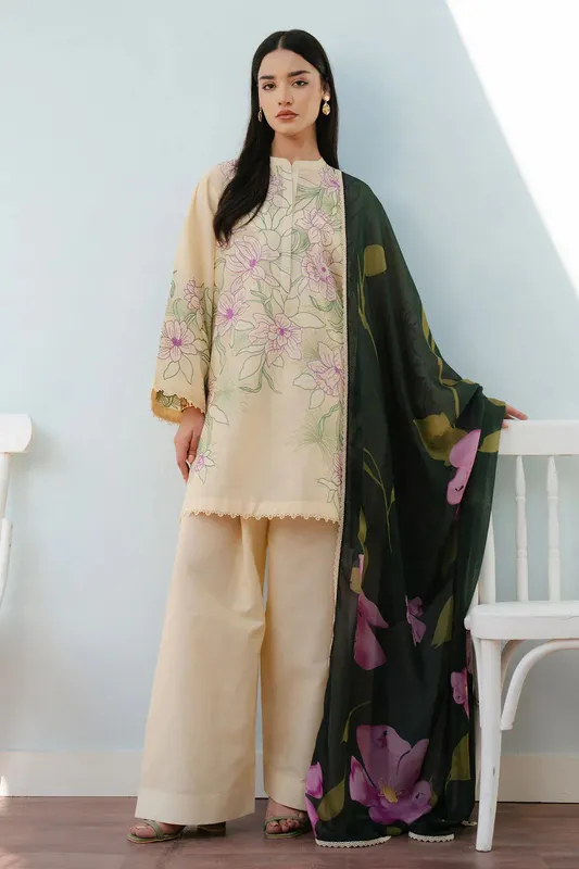 Zara Shahjahan Coco Lawn 25 Green Cambric – view 1 – Poshaq