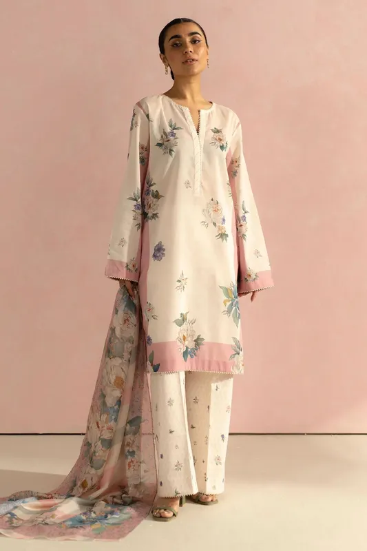 Zara Shahjahan Coco Prints 25 Ivory Cambric – view 1 – Poshaq