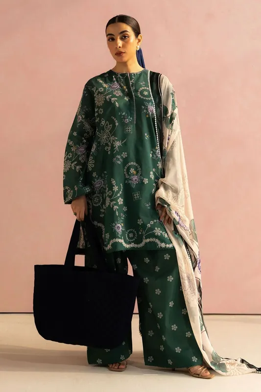 Zara Shahjahan Coco Prints 25 Green Chiffon – view 1 – Poshaq