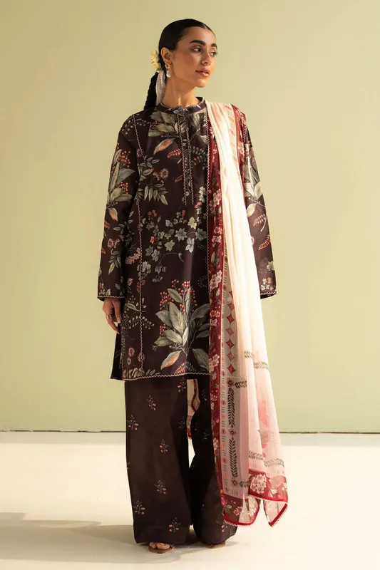 Zara Shahjahan Coco Prints 25 Brown Chiffon – view 1 – Poshaq
