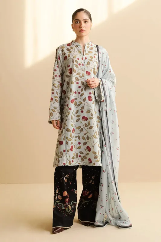 Zara Shahjahan Coco Prints Black Cambric – view 1 – Poshaq