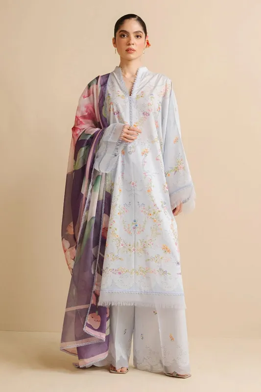 Zara Shahjahan Coco Prints Blue Cambric – view 1 – Poshaq