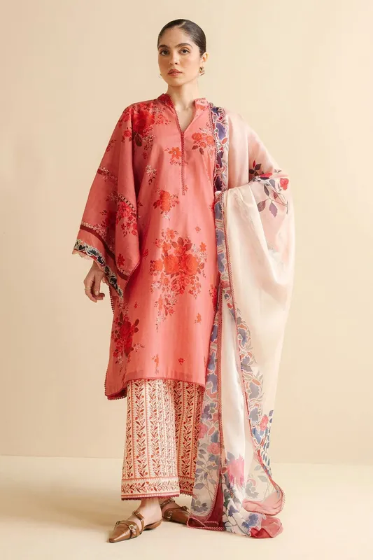 Zara Shahjahan Coco Prints Ivory Cambric – view 1 – Poshaq