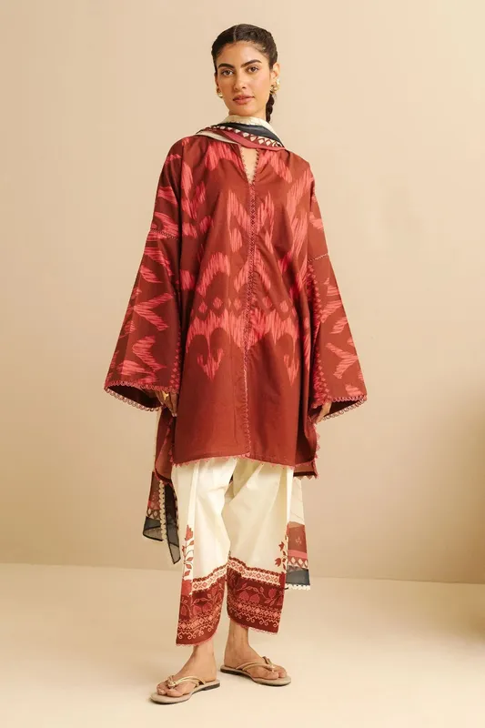 Zara Shahjahan Coco Prints White Chiffon – view 1 – Poshaq